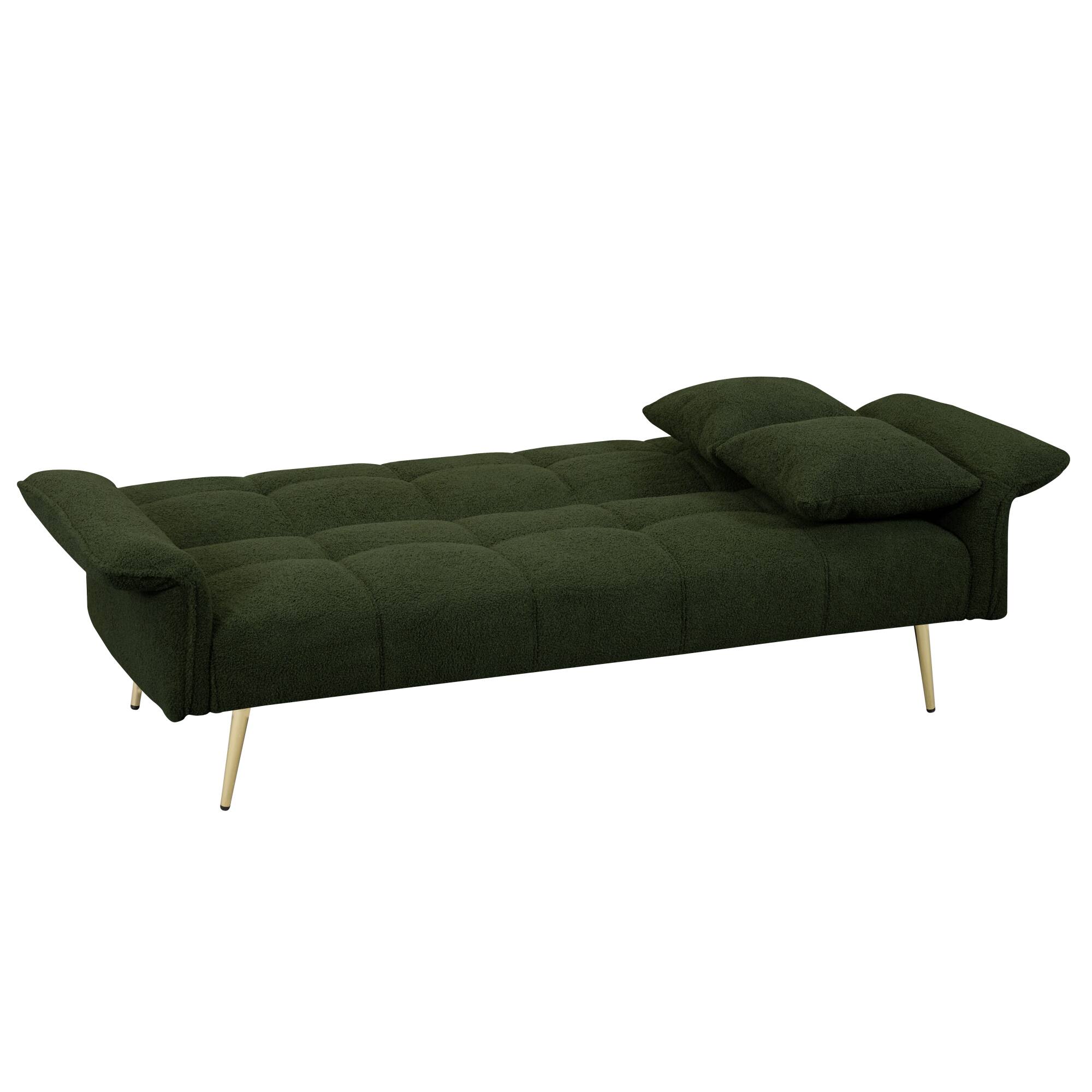 Alt View 7. GOODSILO - Space-Saving Convertible Sofa Bed with Folding Armrests | Double Sleeper for Living Rooms & Apartments - Green.