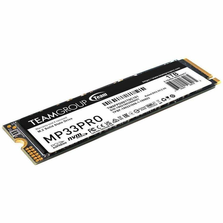TEAMGROUP MP33PRO 1TB WARRANTY 5 YEARS  
Rated: DC3.19:2.6A  
Model: MBFPD001T0C10  
Team KWIHIOII  
DIGA State CE  
M.2 NVMe EXPRESS  
PCI EXPRESS 4