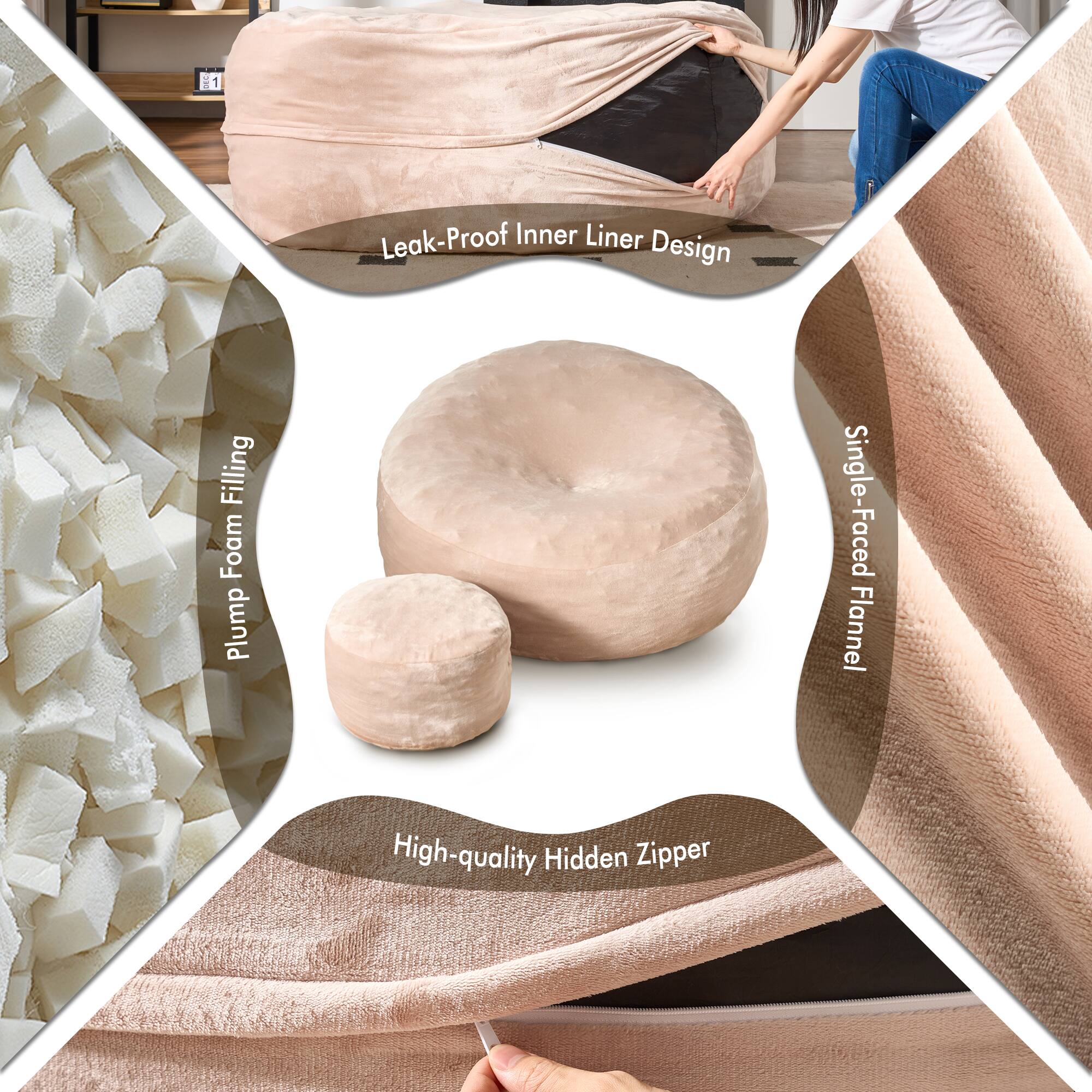 1. Leak-Proof Inner Liner Design
2. Plump Foam Filling
3. Single-Faced Flannel
4. High-quality Hidden Zipper