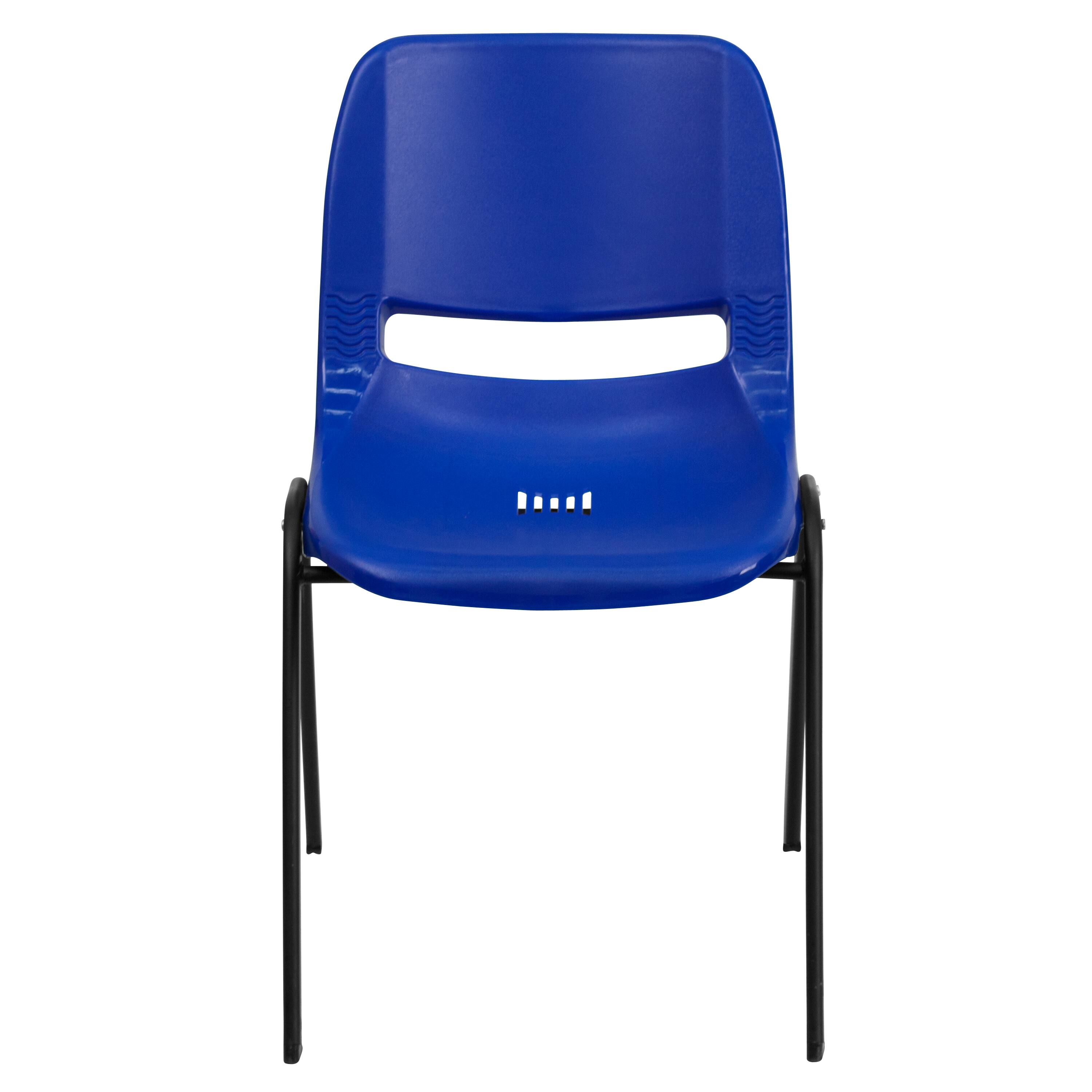 Alt View 7. Emma + Oliver - Ergonomic Kid's Shell Stack Chair - 12" Seat Daycare Home School - Navy Plastic/Black Frame.