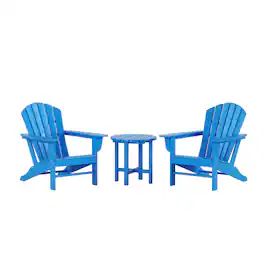 WestinTrends - Dylan 3-Piece Outdoor Adirondack Chair with Side Table Set - Pacific Blue