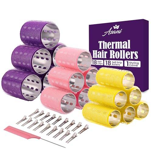 Asani Thermal Hair Rollers  
18 Hair Self Clips  
18 Grip  
1 Styling Rollers Comb