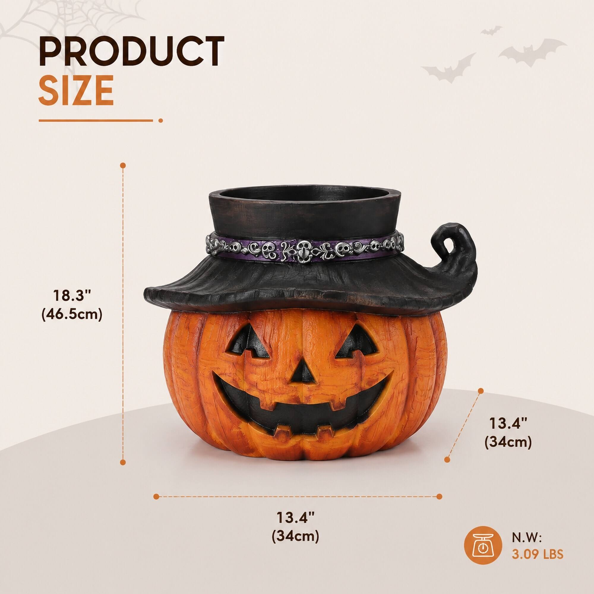 PRODUCT SIZE

18.3" (46.5cm)

13.4" (34cm)

N.W: 3.09 LBS
