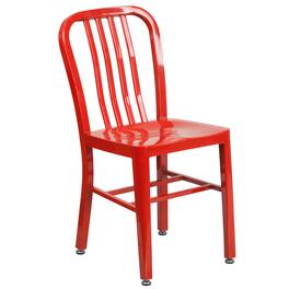 Emma + Oliver - Commercial Grade Colorful Metal Indoor-Outdoor Chair - Red