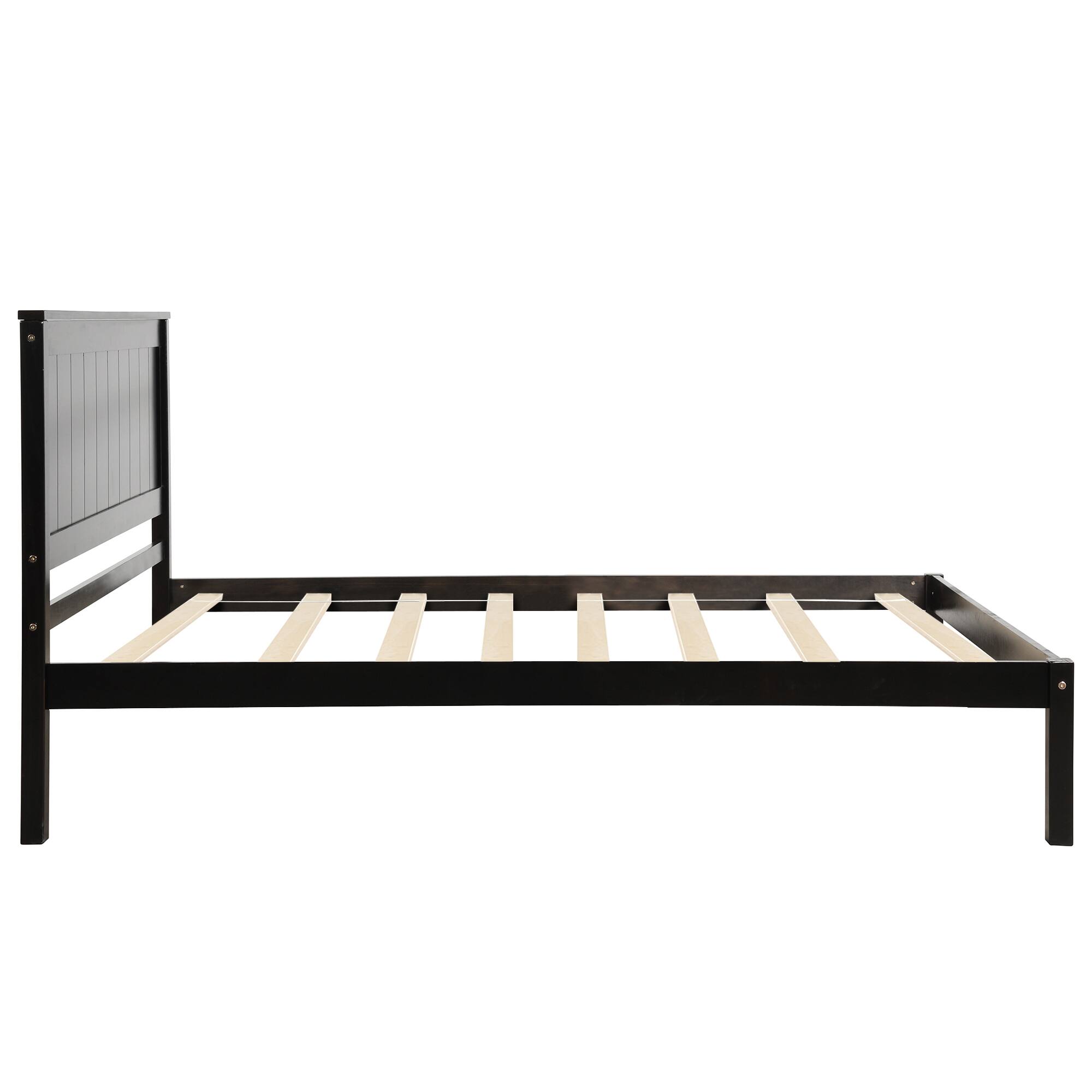 Alt View 1. Whisen - Platform Bed Frame with Headboard, Wood Slat Support, No Box Spring Needed - Espresso.