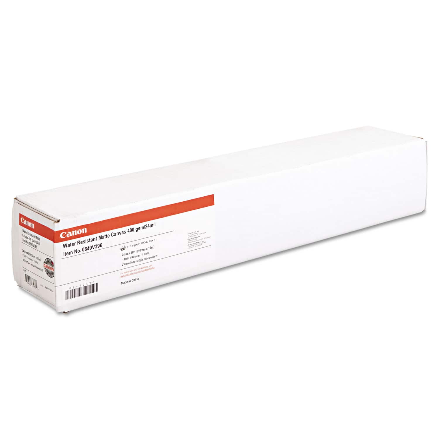 REMOVE - Canon Water Resistant Matte Canvas Paper Roll 24" x 40 ft Matte White