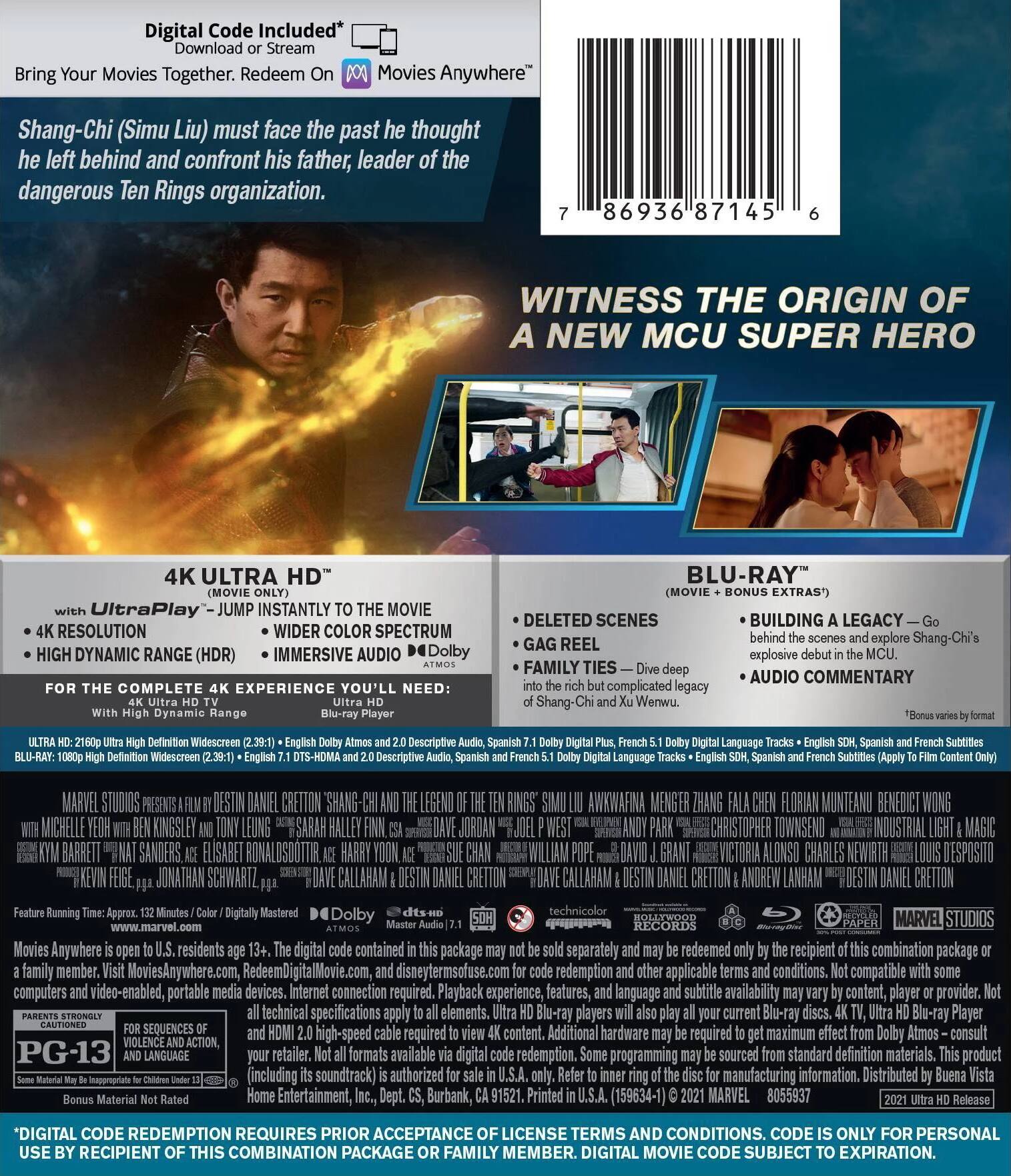 Alt View 1. Shang-Chi and the Legend of the Ten Rings   - 4K Blu-Ray.