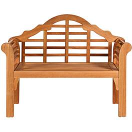 Pefilos - 49 Inch Eucalyptus Wood Outdoor Folding Bench with Sturdy Solid Wood Frame, Wood Bench with Backrest Armrest - Brown
