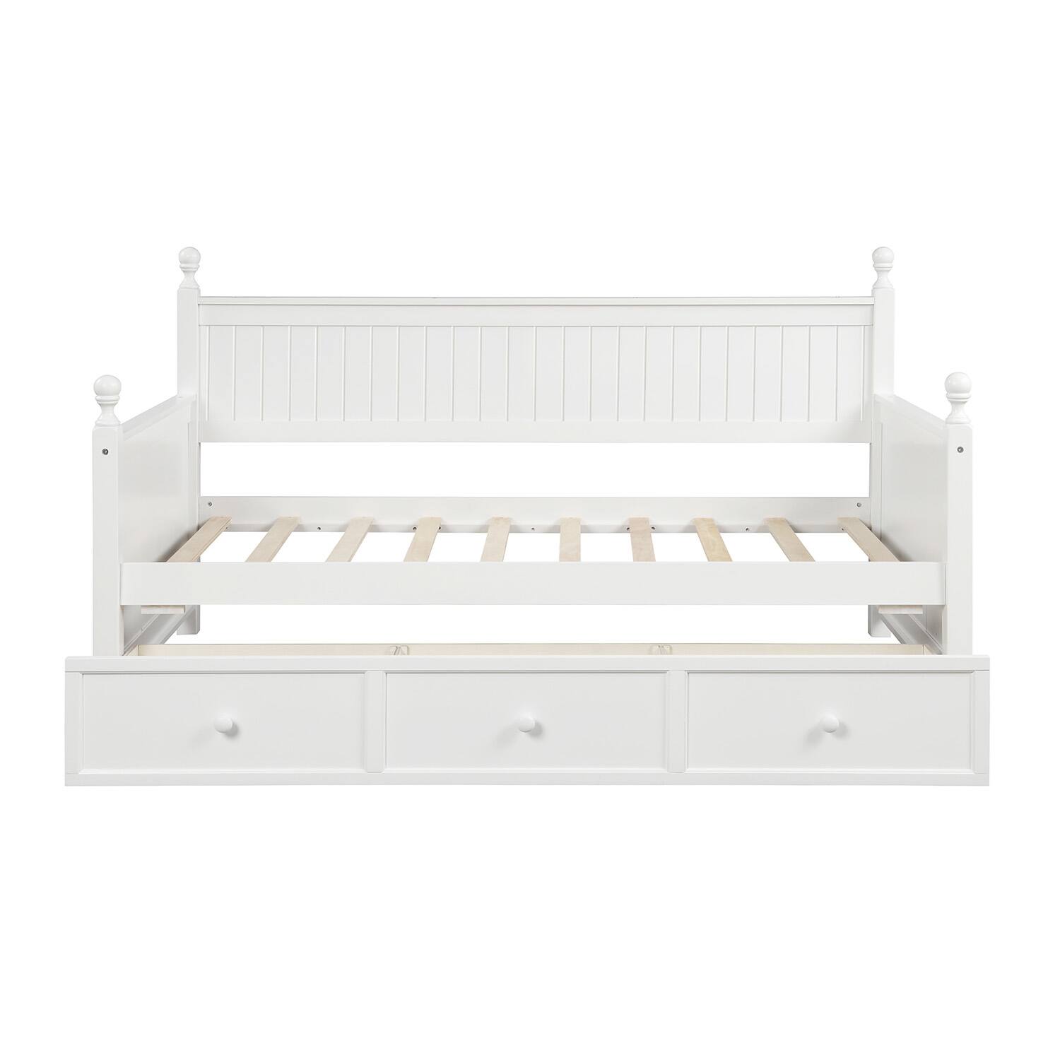 Alt View 3. Aukfa - Wood Daybed with Three Drawers ,Twin Size Daybed,No Box Spring Needed - White.