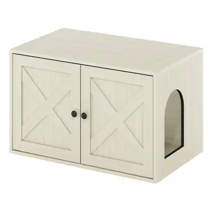 Front. Furinno - Peli Farmhouse Cat Litter Box Enclosure - White Wash.