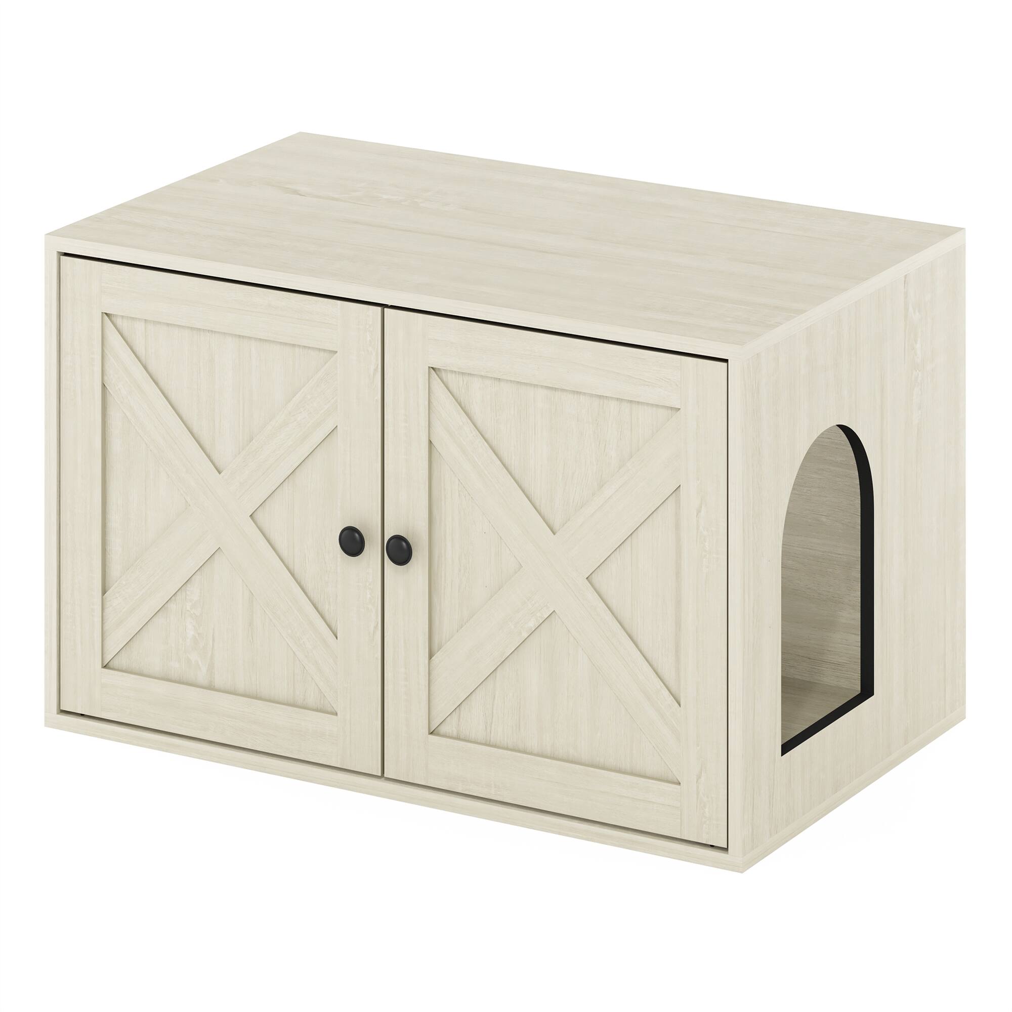 Front. Furinno - Peli Farmhouse Cat Litter Box Enclosure - White Wash.