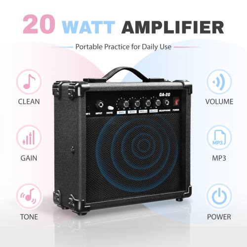 20 WATT AMPLIFIER Portable Practice for Daily Use

CLEAN
GA-20
VOLUME
MP3
GAIN
TONE
POWER