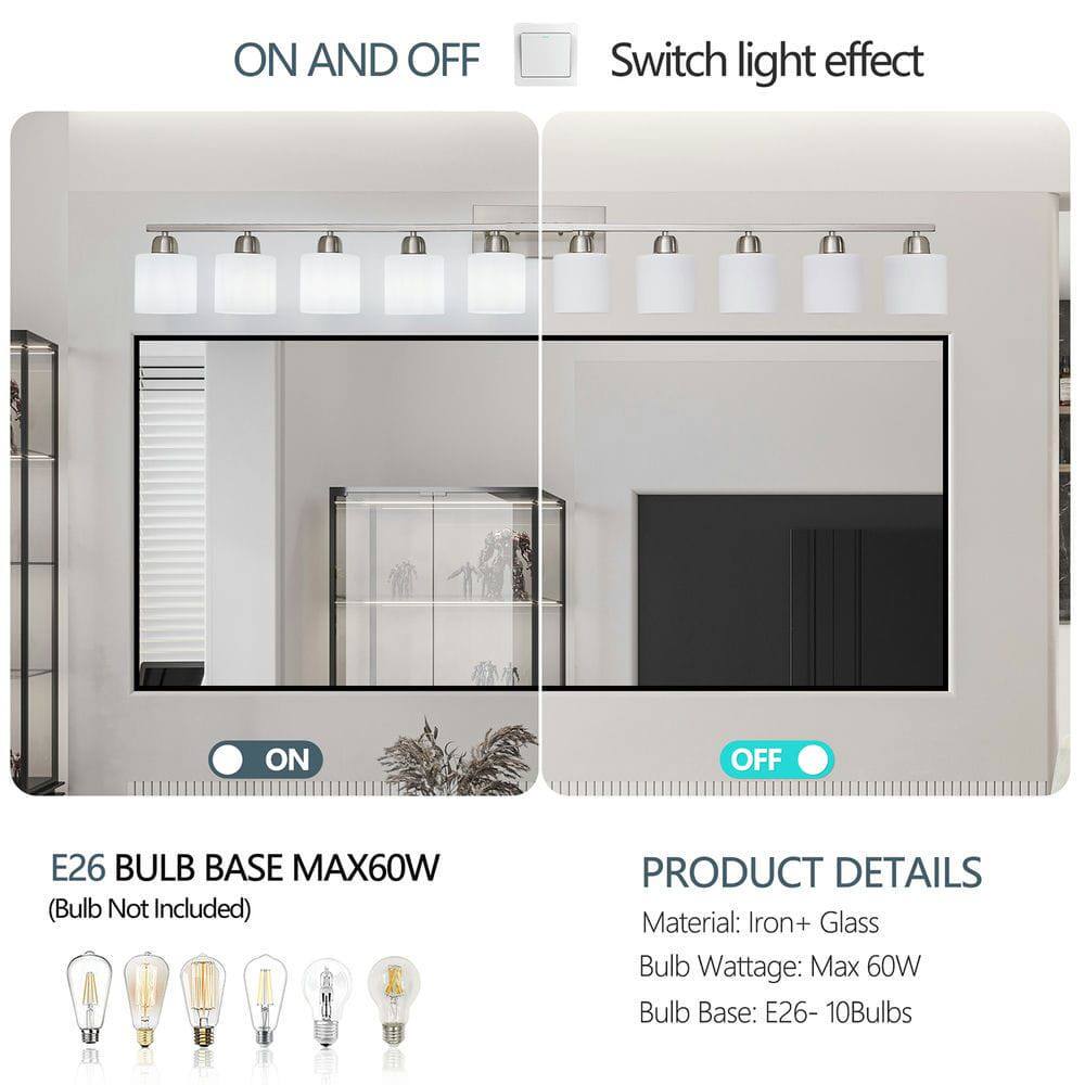 ON AND OFF  
Switch light effect  

E26 BULB BASE MAX60W  
(Bulb Not Included)  

PRODUCT DETAILS  
Material: Iron + Glass  
Bulb Wattage: Max 60W  
Bulb Base: E26 - 10Bulbs