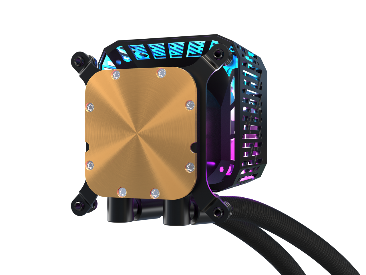 Alt View 8. ASRock - ASRock PHANTOM GAMING 360 LCD 32mm radiator, 3.4" LCD, VRM module, 360 ARGB unified-frame fan, black version - black.