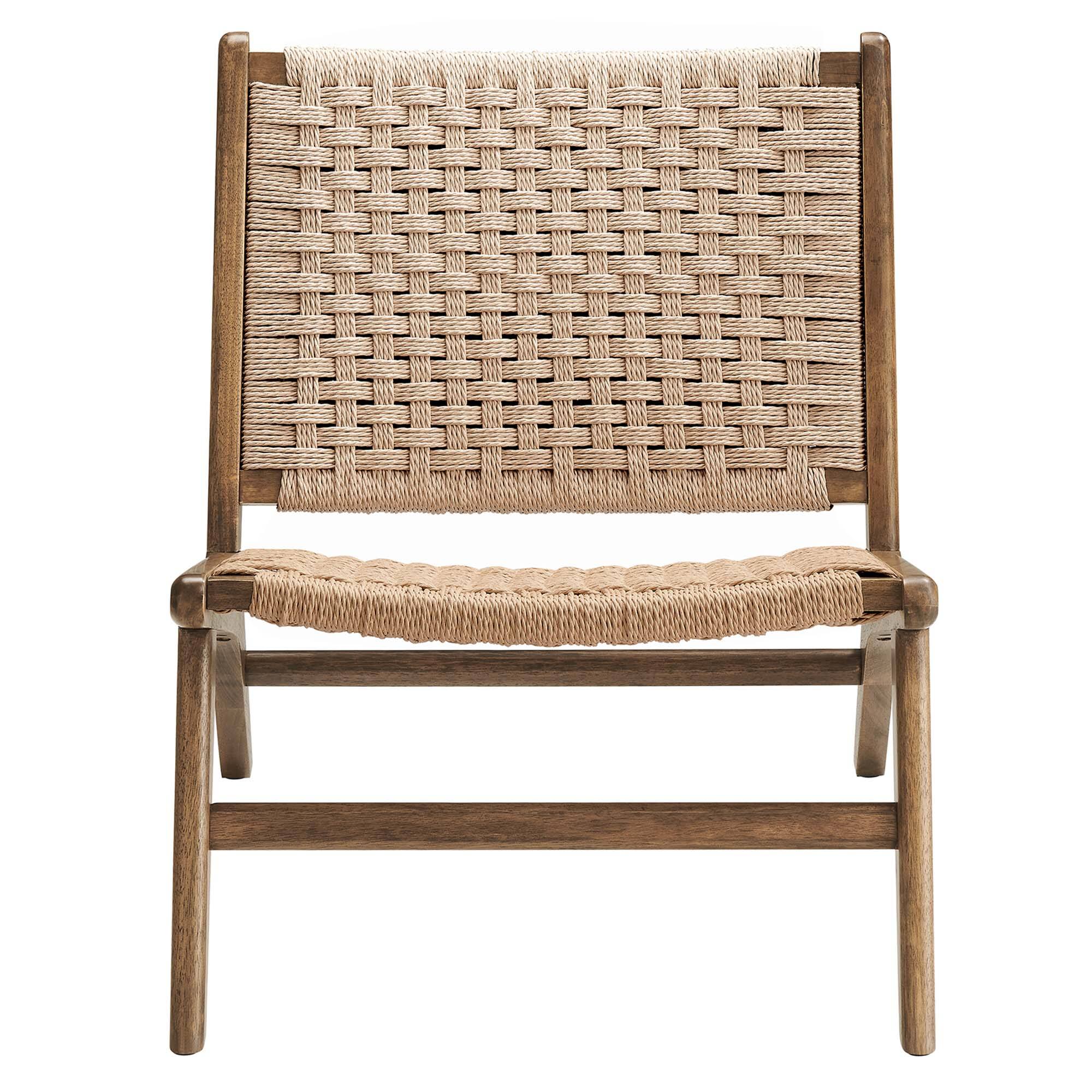 Alt View 4. Modway - Saoirse Woven Rope Wood Accent Lounge Chair by Modway - Walnut Natural.