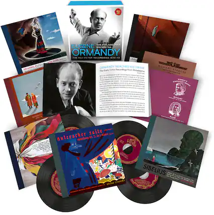 RCA AVL
THE PHILADELPHIA ORCHESTRA
ORMANDY
THE RCA VICTOR RECORDINGS 1935-42
EUGENE ORMANDY REACHES HIS PRIME
The Early Victor Recordings from The Philadelphia Orchestra
BRAHMS
Symphony No. 1 in C minor, Op. 68
Symphony No. 2 in D major, Op. 73
Symphony No. 3 in F major, Op. 90
Symphony No. 4 in E minor, Op. 98
RICHARD STRAUSS
DOMESTICA ORCHESTRA
WORLD'S GREATEST MUSICIAN
SYMPHONIC DOMESTICA
VICTOR RECORDS
SIBELIUS
Pictorial Records
SUNDAY
MIDNIGHT
nutcracker suite
symphony no. 5, in C minor, Op. 61
VICTOR RECORDS
VICTOR
VICTOR RECORDS