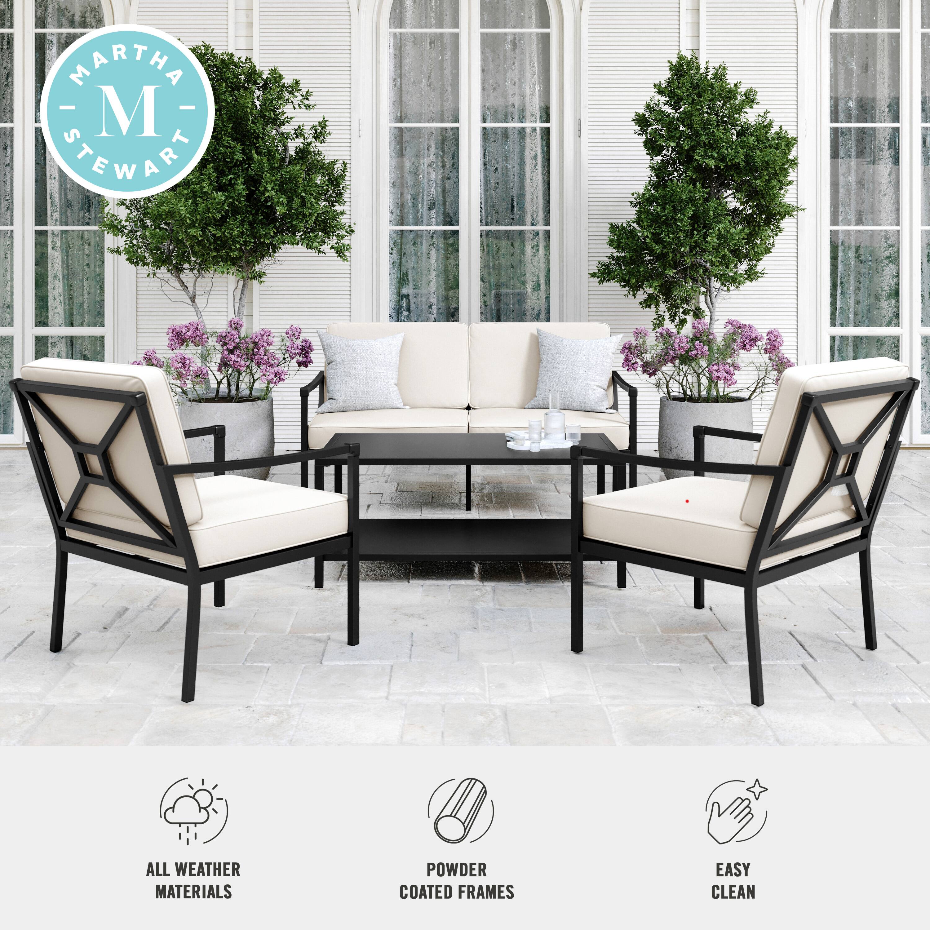 MARTHA STEWART ALL WEATHER MATERIALS POWDER COATED FRAMES EASY CLEAN