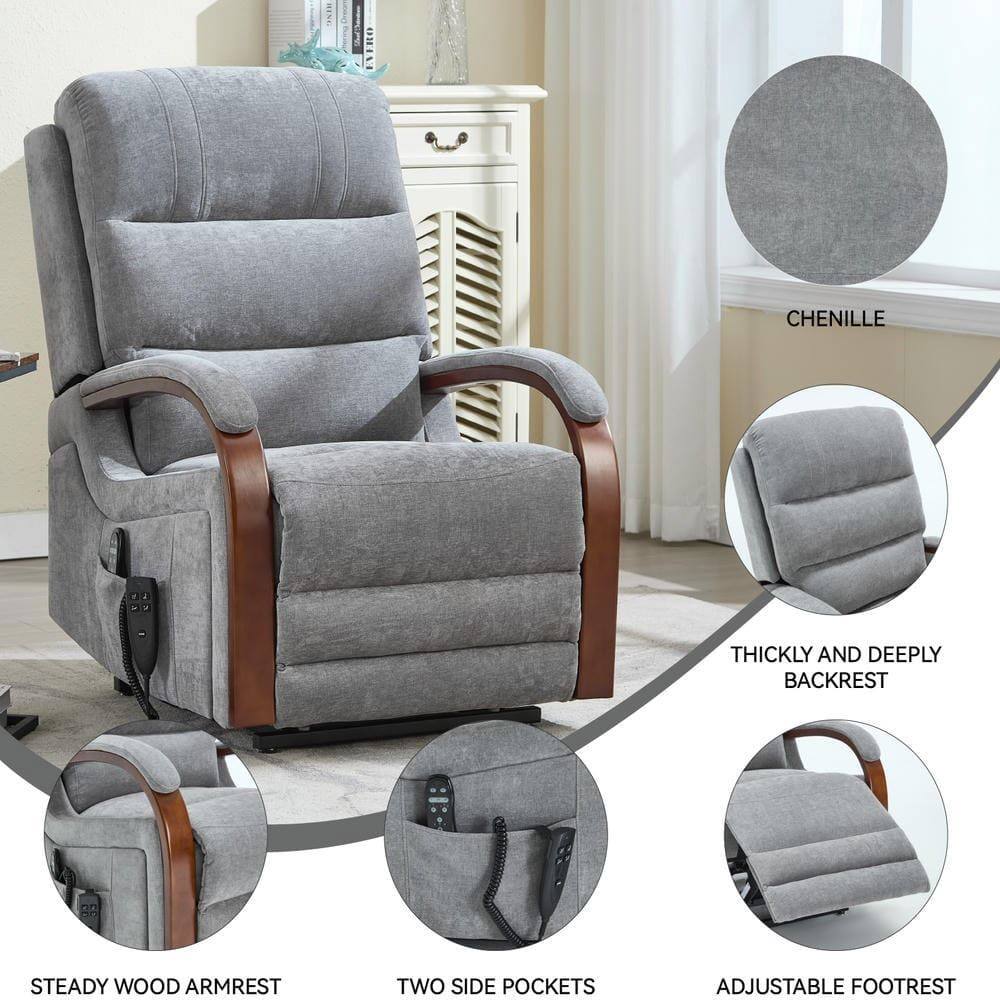 - Chenille
- Thickly and Deeply Backrest
- Steady Wood Armrest
- Two Side Pockets
- Adjustable Footrest