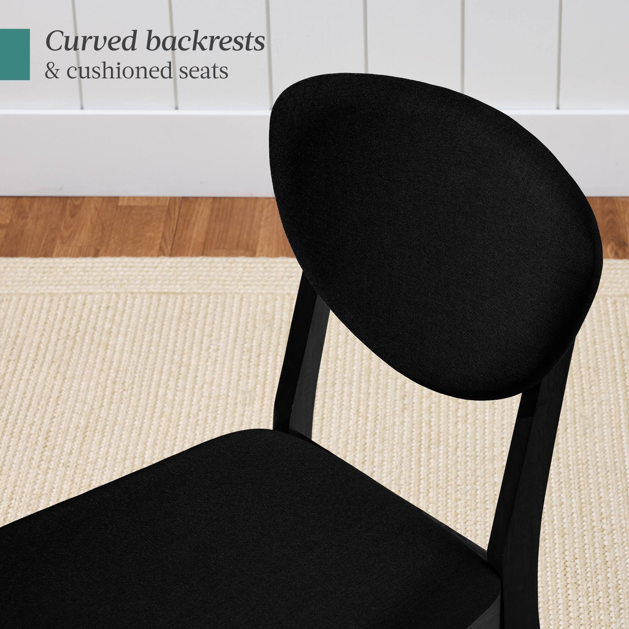 Curved backrests & cushioned seats