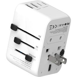 Schertz - Rmtbeeg Universal Travel Adapter with 3 USB-C & 2 USB-A Ports for EU/UK/AU - White