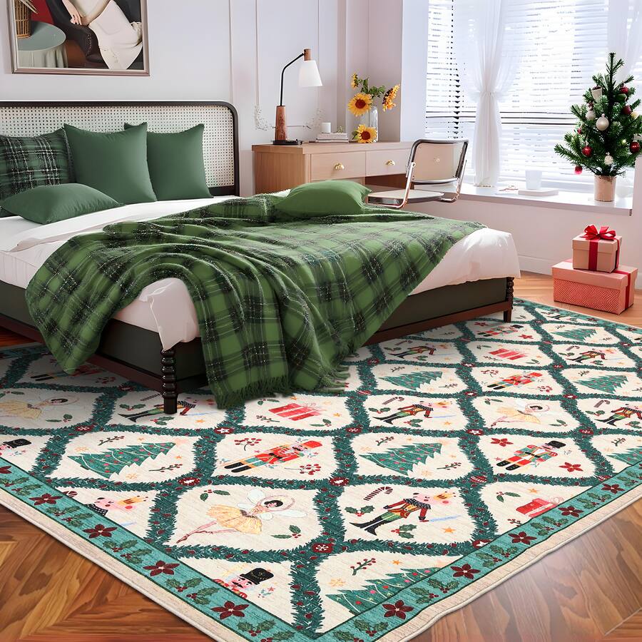 GARVEE Christmas Nutcracker Festive Area Rug with Soldiers & Fairies ...
