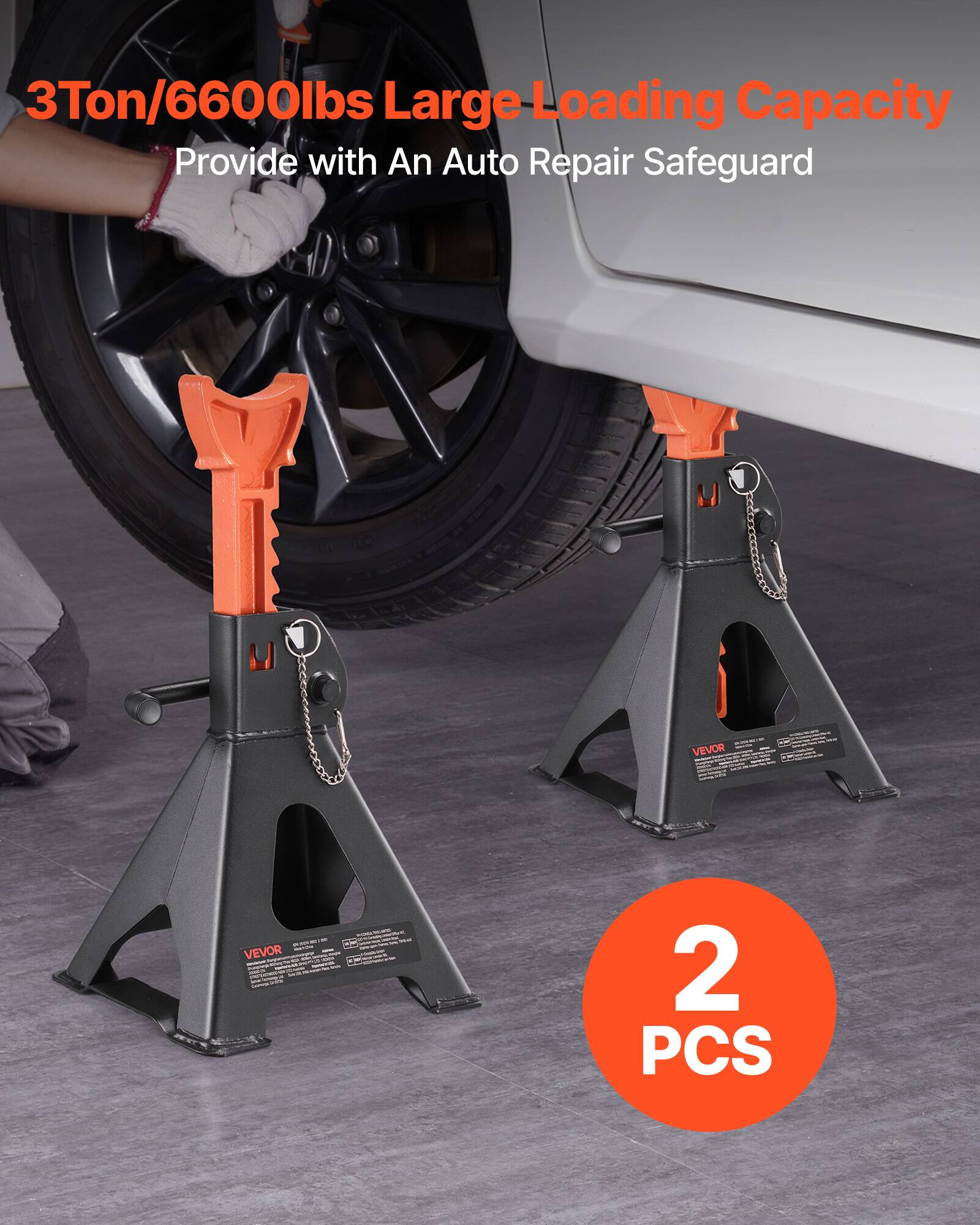 3Ton/6600lbs Large Loading Capacity  
Provide with An Auto Repair Safeguard  

VEVOR - 2 PCS