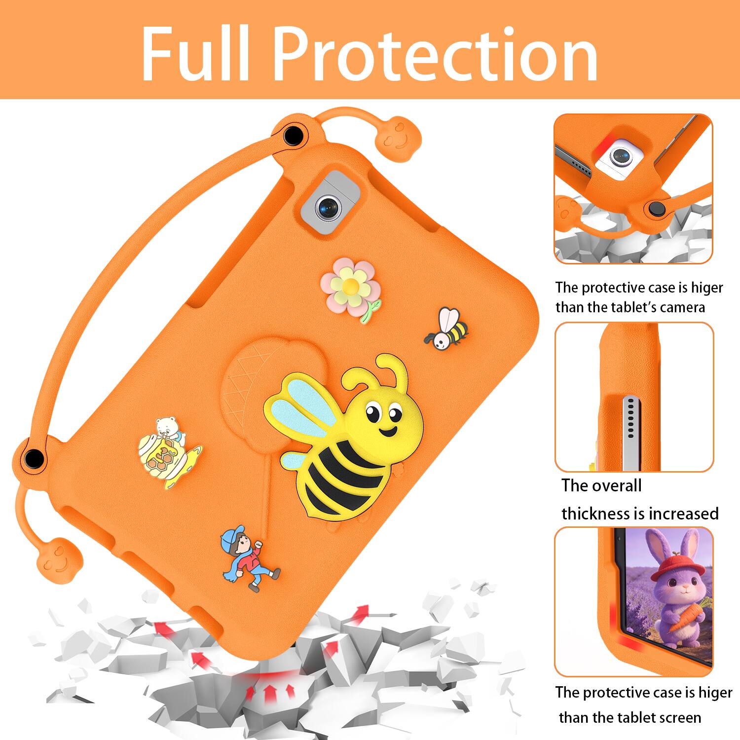 Full Protection

The protective case is higher than the tablet's camera

The overall thickness is increased

The protective case is higher than the tablet screen