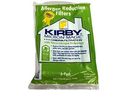 Allergen Reduction Filters

BEST Filters

KIRBY MICRON MAGIC HEPAFILTRATION with MicroAllergen Technology

- Removes 99.97% of common household dust, pollen, mites, and other particles
- Kirby home care systems when used with GENUINE Kirby filter bags meet the Carpet and Rug Institute (CRI) certification for Indoor Air Quality
- Kirby's BEST filtration bags are great for Allergen sufferers

6-Pack

Made in China with American materials
