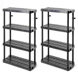 Gracious Living - 4 Shelf Adjustable Height Medium Duty Storage, (2 Pack) - Black