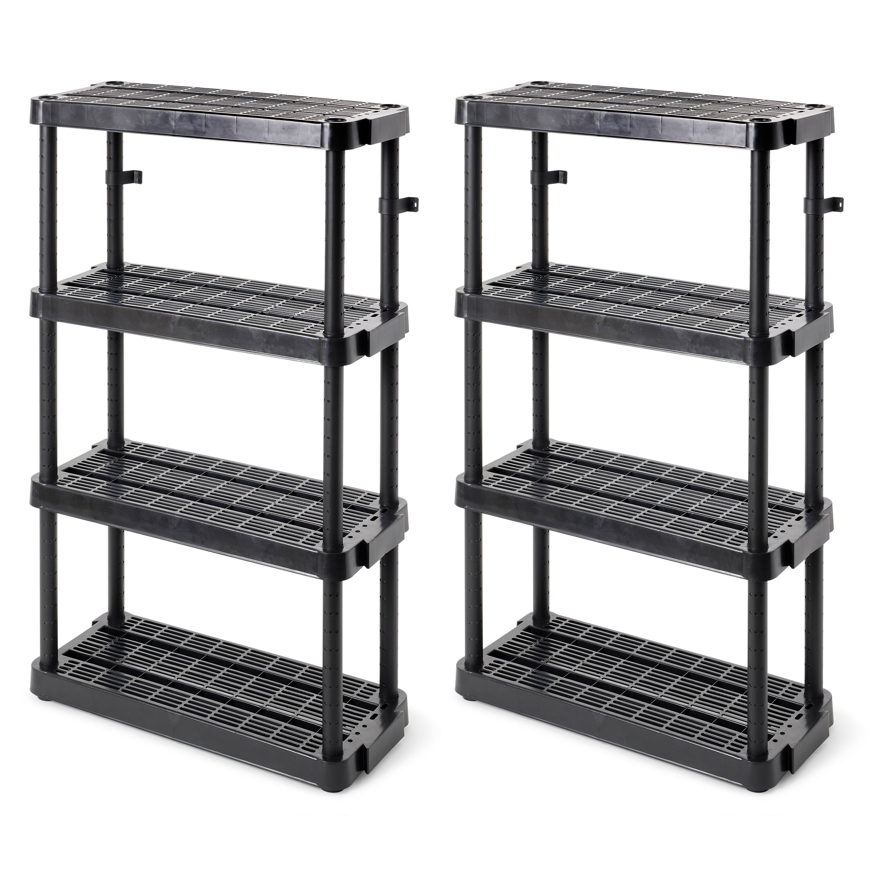 Front. Gracious Living - Gracious Living 4 Shelf Adjustable Height Medium Duty Storage, Black (2 Pack) - Black.