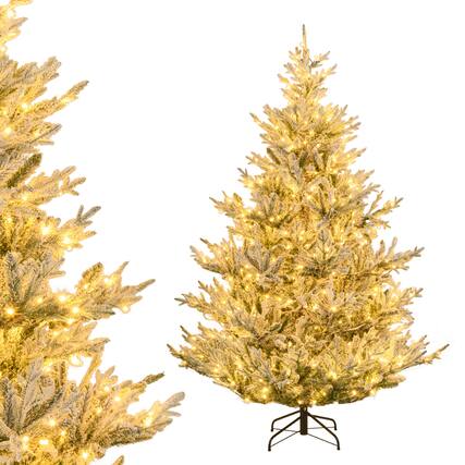 Front. Gymax - Gymax 7FT Pre-Lit Artificial Christmas Tree w/ 1074 Branch Tips 450 White LED Lights - Green.