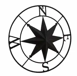 Zeckos - Distressed Finish 26 Inch Diameter Compass Rose Nautical Wall Hanging - Brown