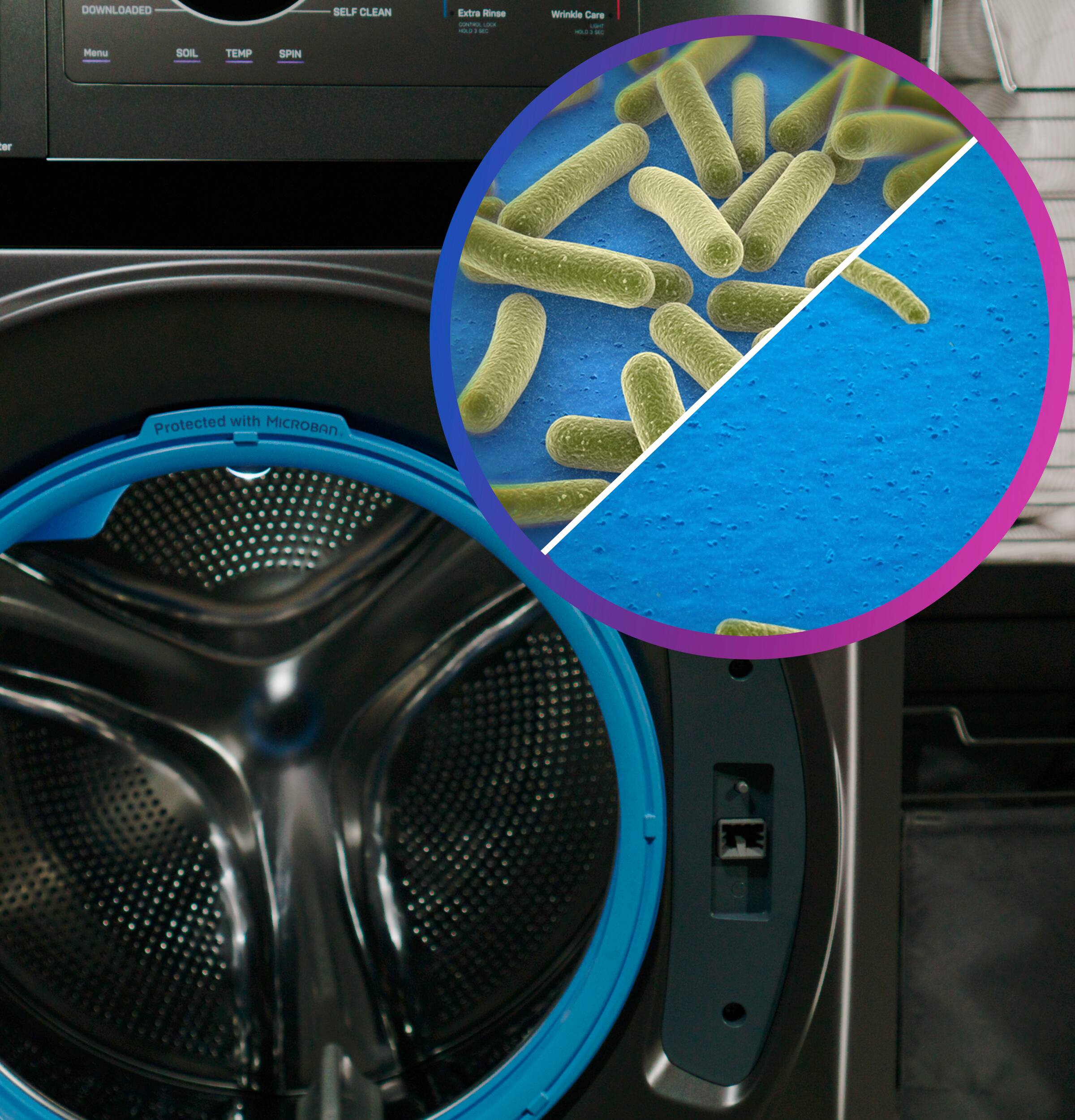 - Downloaded
- Self Clean
- Menu
- Soil
- Temp
- Spin
- Extra Rinse
- Wrinkle Care
- Protected with Microban
