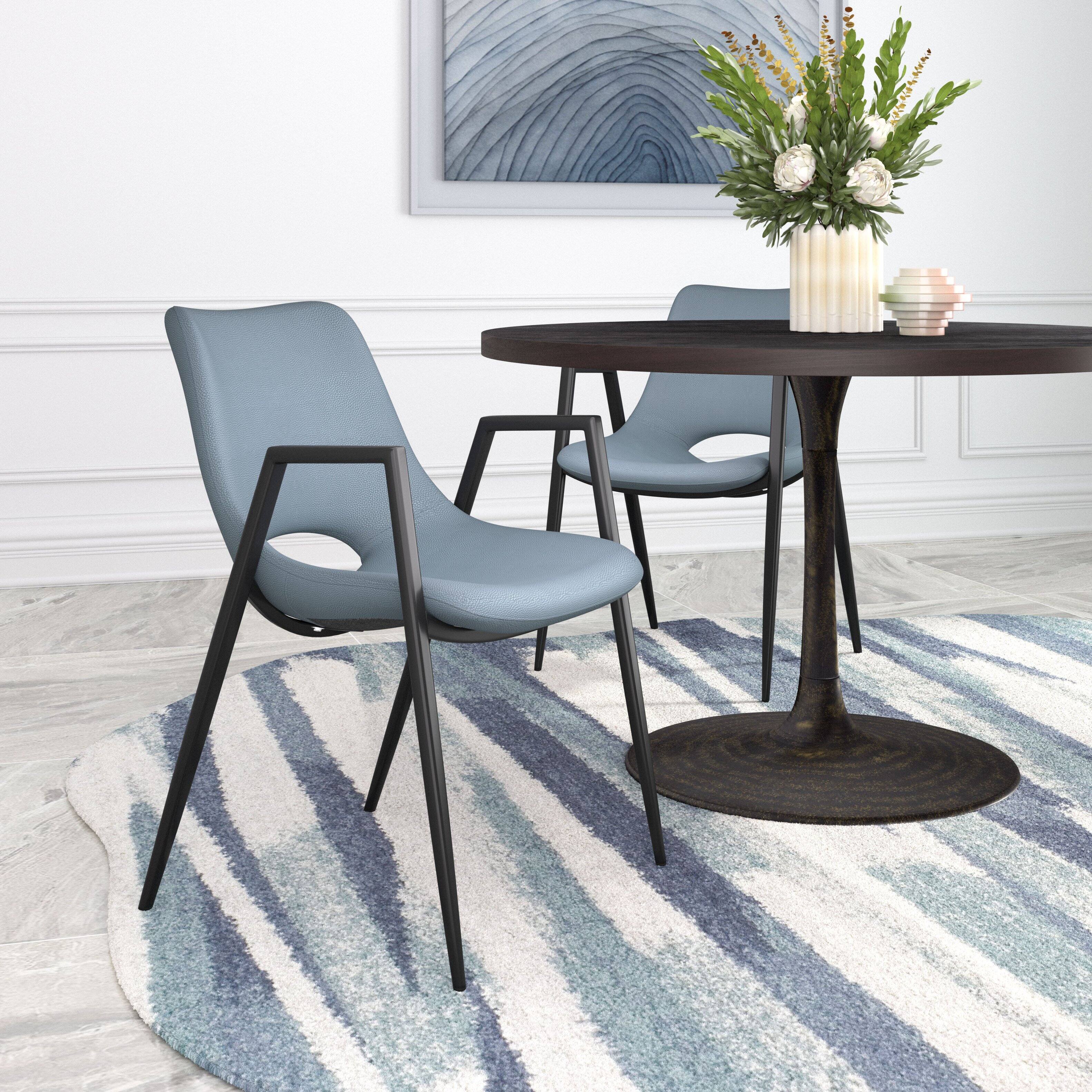 Angle. Hivvago - Desi Dining Chair (Set of 2) Azure Gray - Azure Gray.