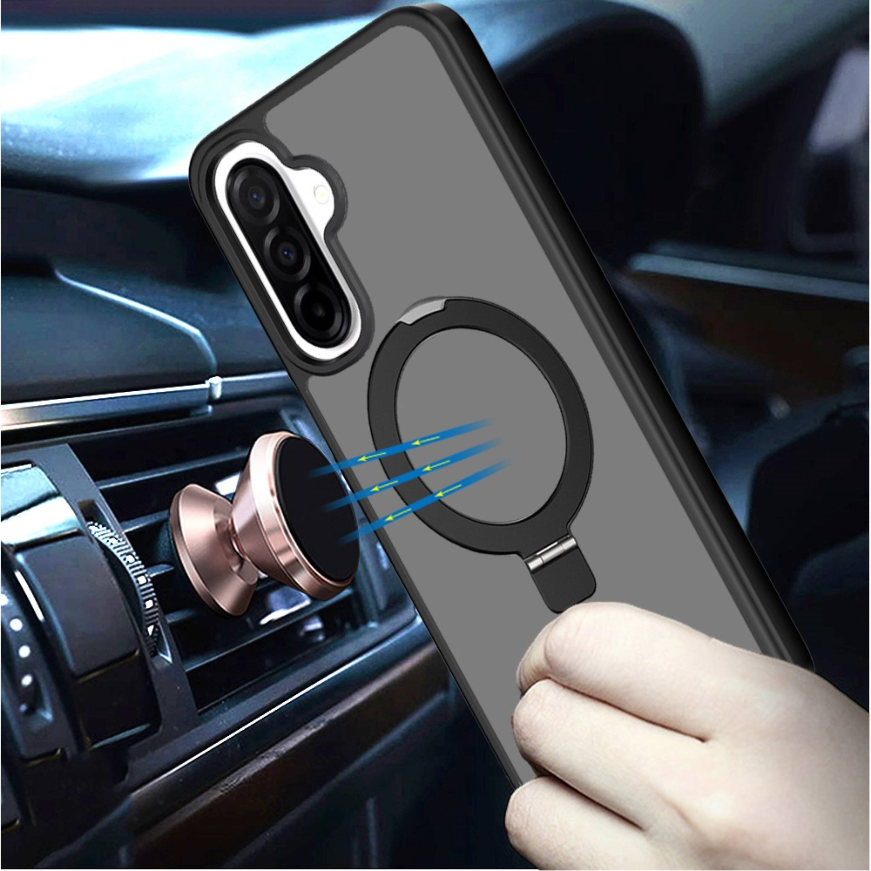 Angle. Kitcheniva - Metal Circle Ring Stand Rugged Phone Case With Tempered Glass For Samsung A17 5G Light Purple - Light Purple.