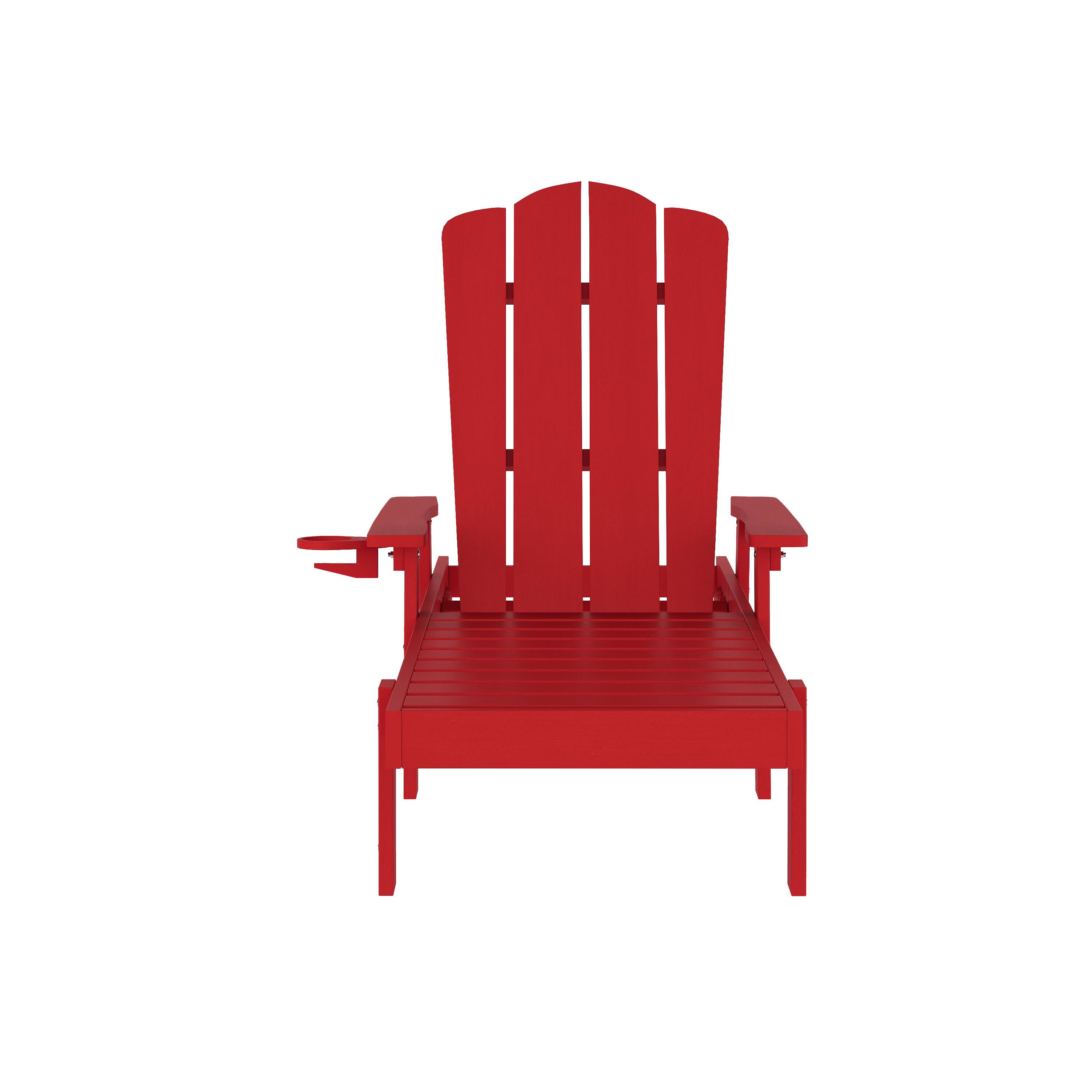 Alt View 9. Emma + Oliver - Stockton Set of 2 Recycled HDPE Adjustable Adirondack Loungers with Fold Out Cupholders for Indoor/Outdoor Use - Red.