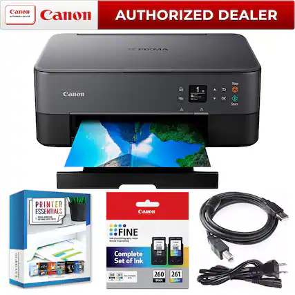 Canon AUTHORIZED DEALER
Canon PIXMA
Canon PRINTER ESSENTIALS - WWN 42 SEFTMNARE - F
Canon 7 TECHSMARTUSA SMART WTECH
Canon FINE Full-photography Inkjet Nozzle Engineering
Complete Set of Ink 260 261
260 Black
261 Color