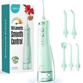 COSLUS - E40 Cordless Water Flosser, 10 Pressure Settings, Rechargeable, Portable for Travel