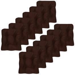 Sweet Home Collection - Crushed Memory Foam Tufted Chair Cushion Non Slip Microdot Rubber Back, 12-Pack - Chocolate