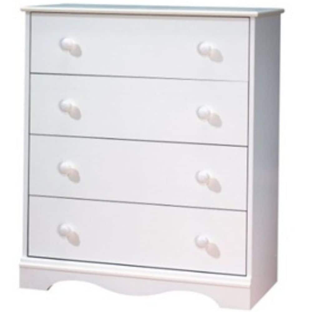 Hivvago - 4 Drawer Bedroom Chest with Wooden Knobs - White