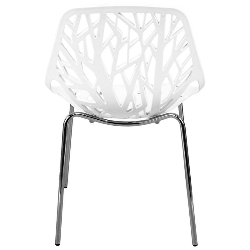 Alt View 1. LeisureMod - Asbury Stackable Modern Dining Chair with Cut Out Design and Chrome Legs Side Chair for Home Living Room - White.