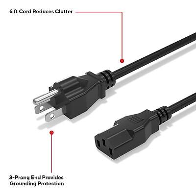 6 ft Cord Reduces Clutter

3-Prong End Provides Grounding Protection