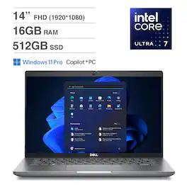 Dell - Latitude 5450 HK9VF Laptop, Core Ultra 7 155U, 16GB, 512GB SSD, 14.0" FHD (1920x1080), Intel Graphics, Win 11 Pro - Titan Gray