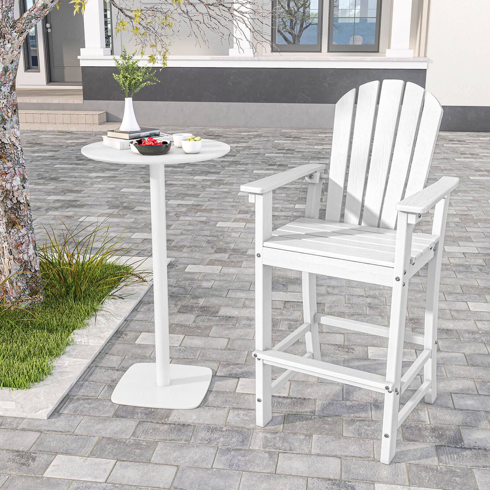 Alt View 1. Costway - Costway Outdoor HDPE Bar Height Stool Patio Tall Chair Armrest Footrest All Weather - White.
