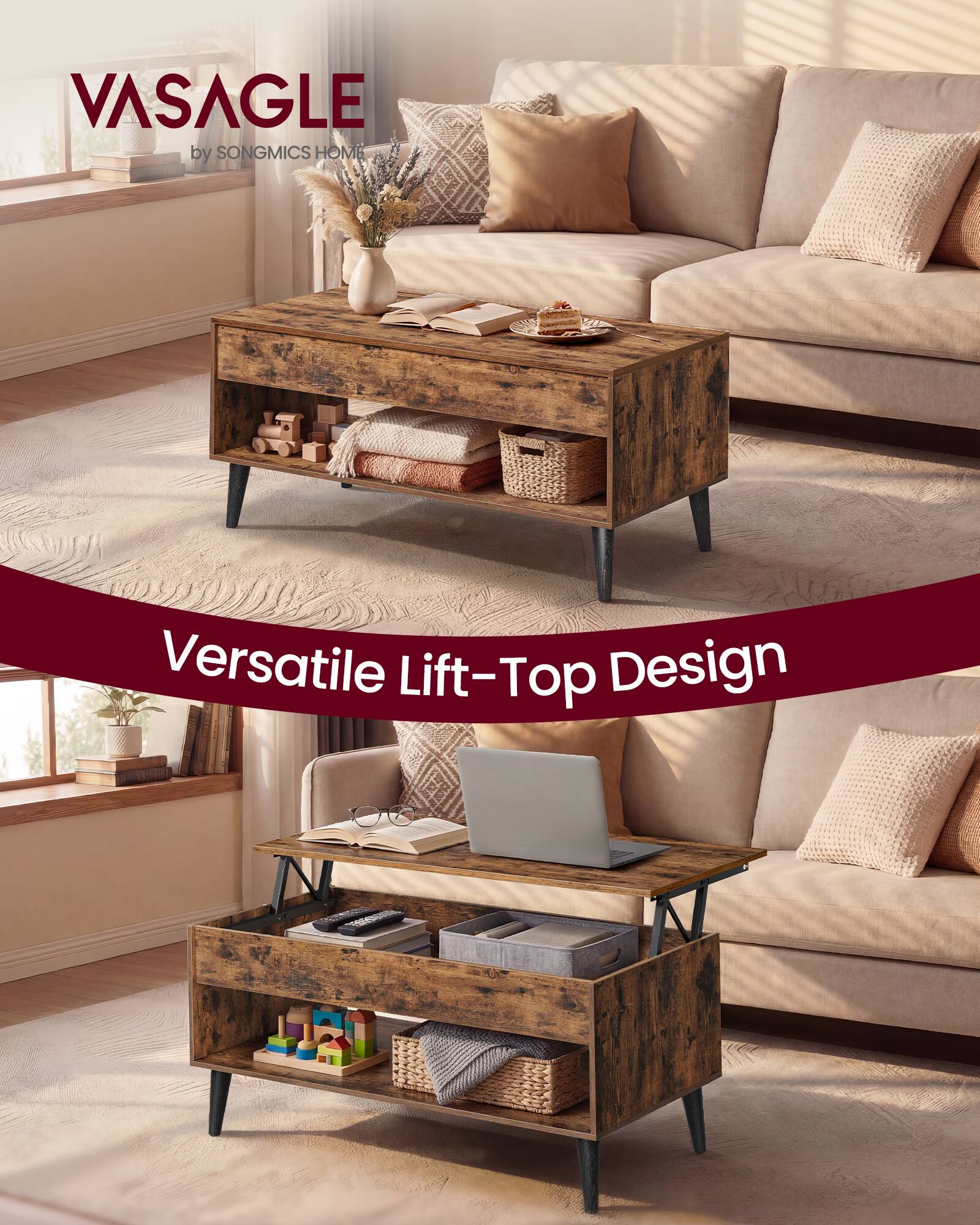 VASAGLE by SONGMICS HOME  
Versatile Lift-Top Design
