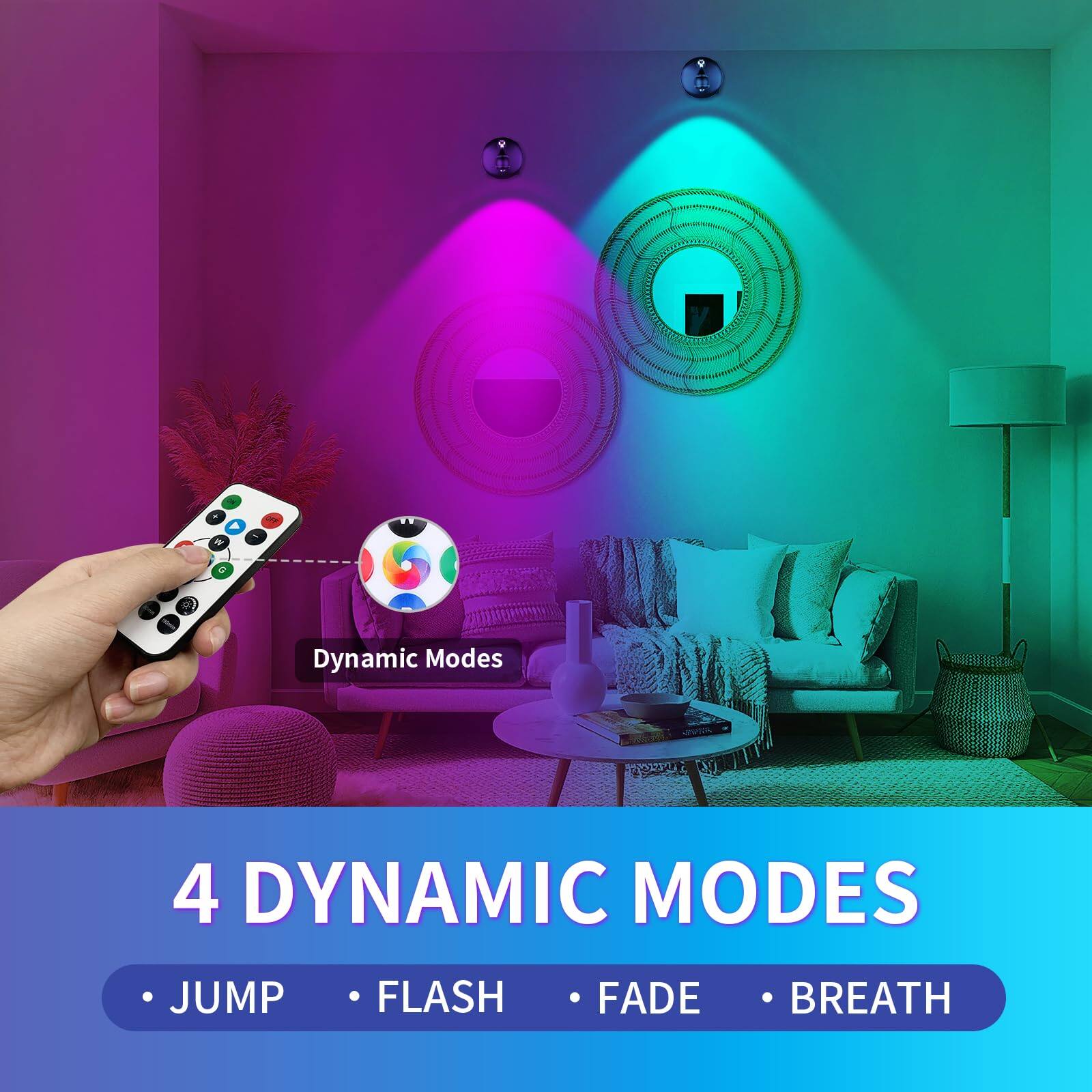 4 DYNAMIC MODES  
- JUMP  
- FLASH  
- FADE  
- BREATH