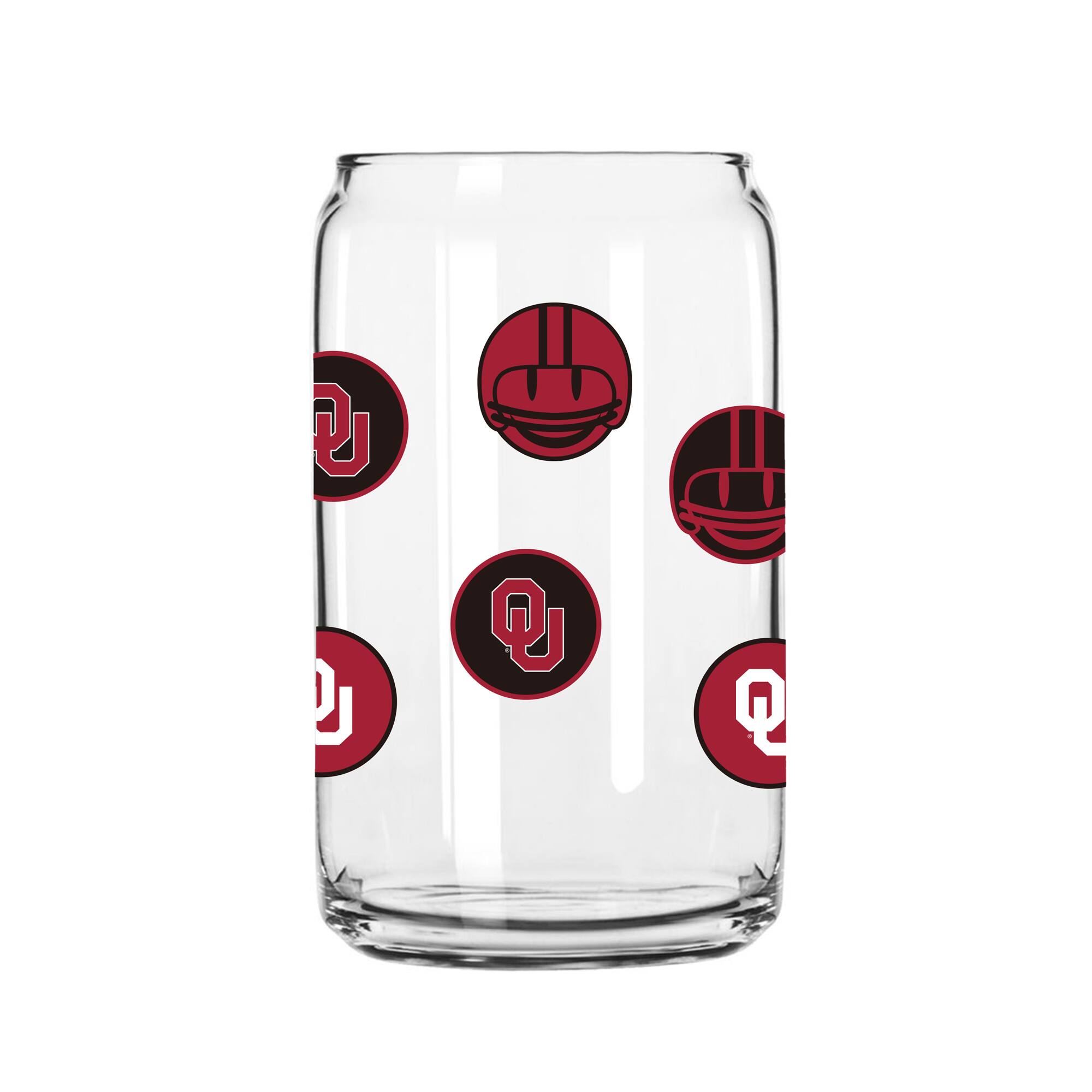 Logo Brands - Oklahoma Sooners 16oz. Smiley Can Glass - Multicolor
