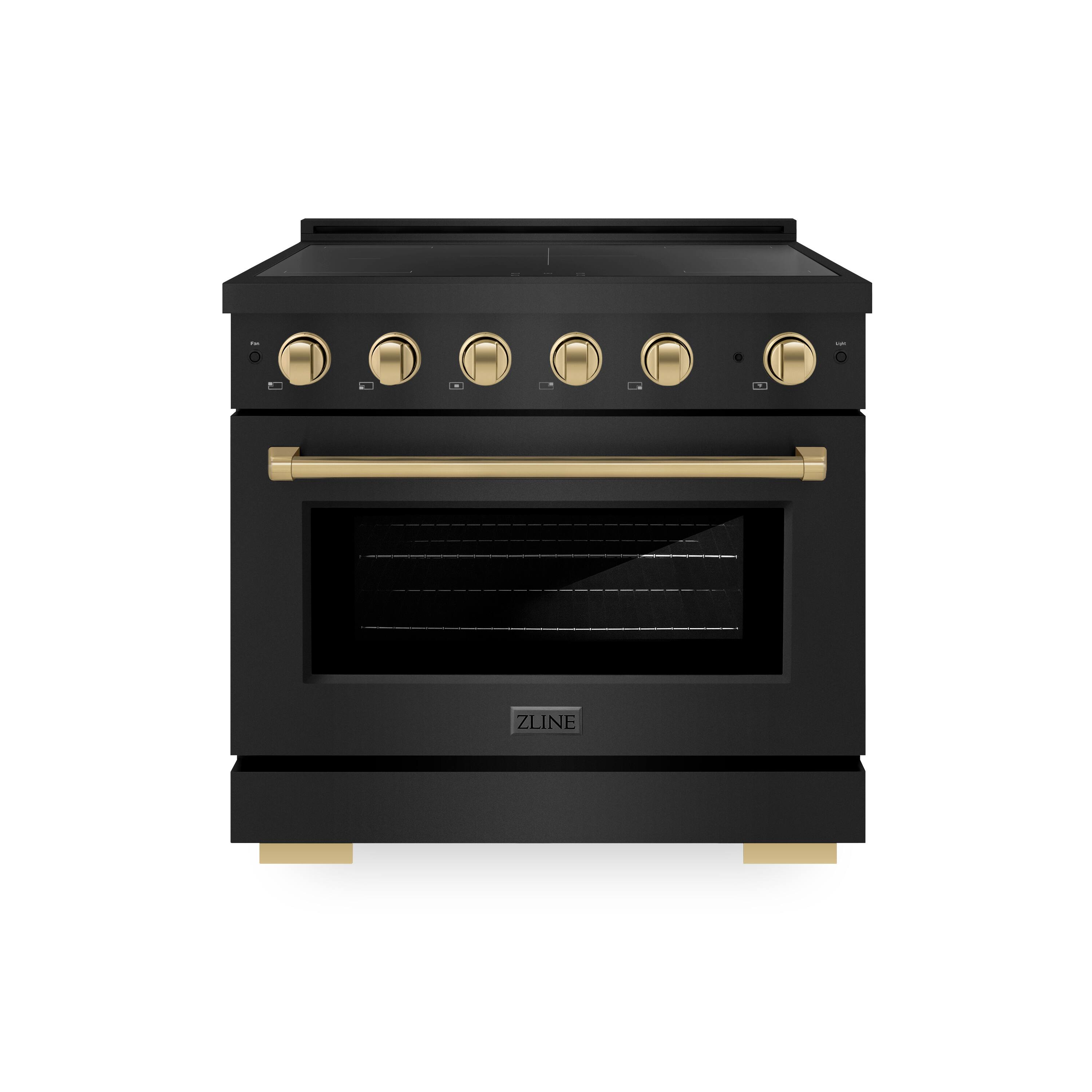 ZLINE - Autograph 36 in. 5.2 cu. ft. Paramount Freestanding Induction Range with 5 Burners in Black Steel with Bronze Accents - Black Stainless Steel