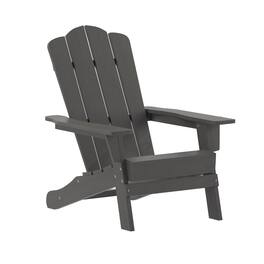 Emma + Oliver - Tiverton Set of 4 Adirondack Chairs with Cup Holders, Weather Resistant HDPE Adirondack Chairs - Gray