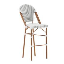 Flash Furniture - Lourdes Stackable Indoor/Outdoor Bistro 30" High Barstool, Commercial Grade, White/ and Bamboo Finish - Gray